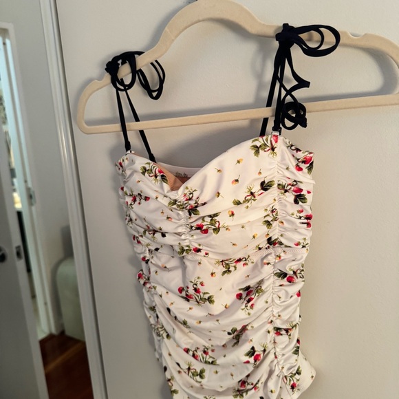 J.Crew Ruched Removable Straps Strawberry Print Swimsuit - Picture 8 of 9